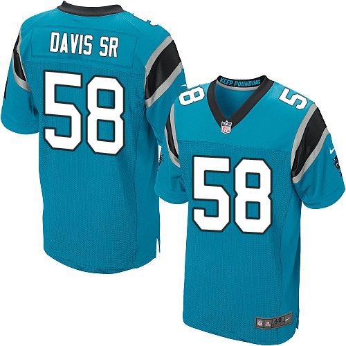 Nike Panthers #58 Thomas Davis Sr Blue Alternate Men's Stitched NFL Elite Jersey - Click Image to Close
